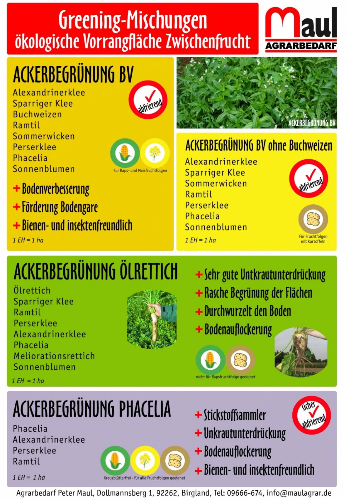 Greening Mischungen Zwischenfrucht Bodenverbesserung Ackerbau